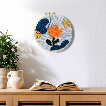 DIY Embroidery Kits For Beginner Craft Punch Needle Set Rug for Starter Kits with Stamped Sunflower Pattern Fabric Yarn Hoop - gallery 2