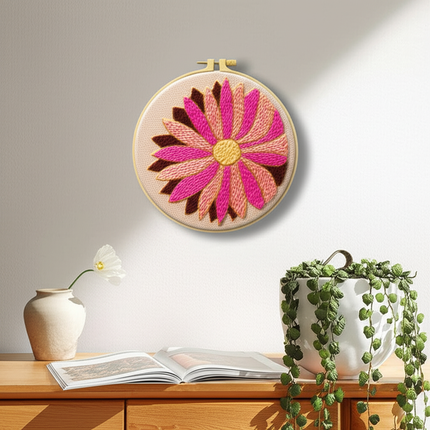 DIY Embroidery Kits For Beginner Craft Punch Needle Set Rug for Starter Kits with Stamped Sunflower Pattern Fabric Yarn Hoop - gallery 2