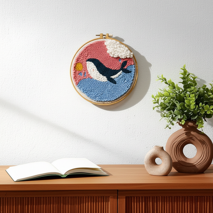 ﻿ Punch Poke Needle Embroidery Starter Kits Craft Dolphin Swan Flamingo Kids Children Funny Easy DIY Needlework Set For Beginner - gallery 2