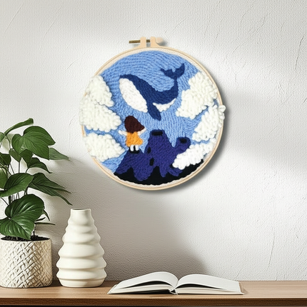 ﻿ Punch Poke Needle Embroidery Starter Kits Craft Dolphin Swan Flamingo Kids Children Funny Easy DIY Needlework Set For Beginner - gallery 2