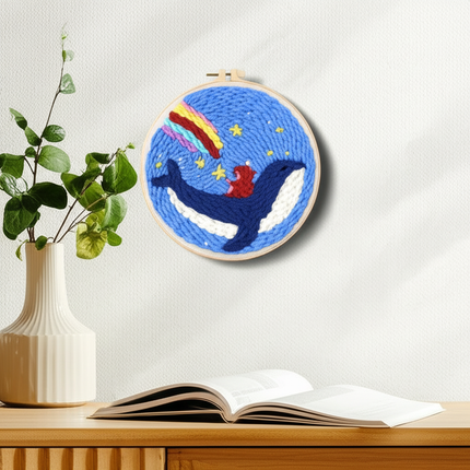 ﻿ Punch Poke Needle Embroidery Starter Kits Craft Dolphin Swan Flamingo Kids Children Funny Easy DIY Needlework Set For Beginner - gallery 2