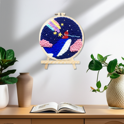 ﻿ Punch Poke Needle Embroidery Starter Kits Craft Dolphin Swan Flamingo Kids Children Funny Easy DIY Needlework Set For Beginner - gallery 2