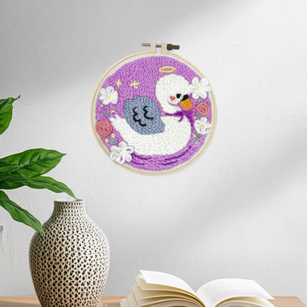 ﻿ Punch Poke Needle Embroidery Starter Kits Craft Dolphin Swan Flamingo Kids Children Funny Easy DIY Needlework Set For Beginner - gallery 2