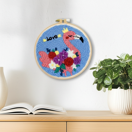 ﻿ Punch Poke Needle Embroidery Starter Kits Craft Dolphin Swan Flamingo Kids Children Funny Easy DIY Needlework Set For Beginner - gallery 2