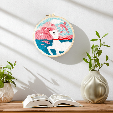 ﻿ Punch Poke Needle Embroidery Starter Kits Craft Dolphin Swan Flamingo Kids Children Funny Easy DIY Needlework Set For Beginner - gallery 2