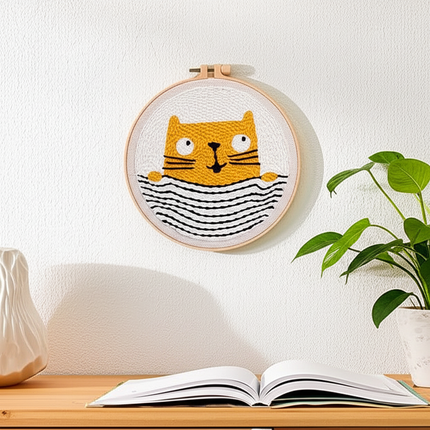 GATYZTORY punch needle embroidery set kit Cat Cute Animal Picture Cross stitch kits Embroidery frame crafts for adults Diy Gift - gallery 2