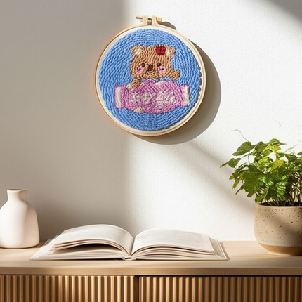 CHENISTORY Punch Needle Embroidery Kit Cartoon Animal Starter Set  For Adult Beginner Funny Kit Needlework DIY Craft - gallery 2