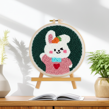 20x20cm Punch Needle Embroidery Starter Kits Rabbit Pattern for Adults Beginners Handcraft Punch Needle Kits with Embroidery - gallery 2