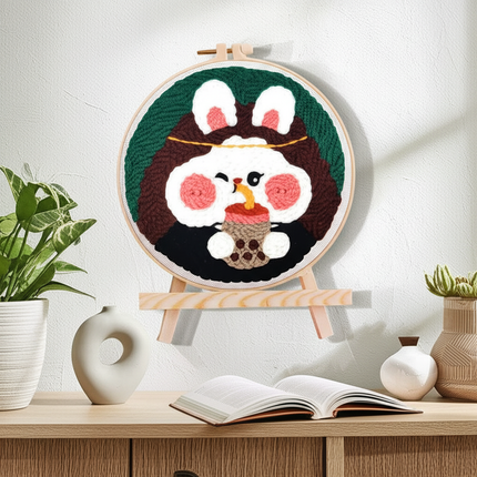 20x20cm Punch Needle Embroidery Starter Kits Rabbit Pattern for Adults Beginners Handcraft Punch Needle Kits with Embroidery - gallery 2