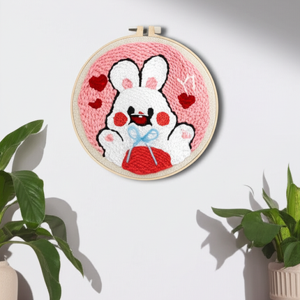 20x20cm Punch Needle Embroidery Starter Kits Rabbit Pattern for Adults Beginners Handcraft Punch Needle Kits with Embroidery - gallery 2
