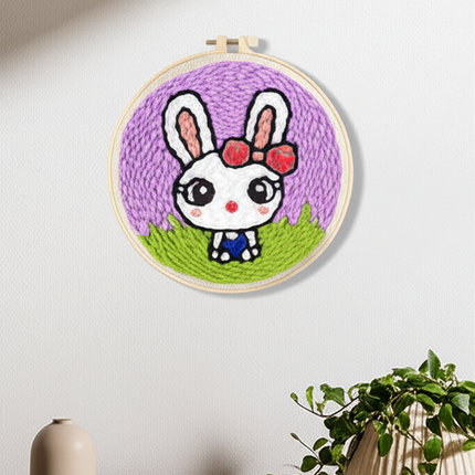 20x20cm Punch Needle Embroidery Starter Kits Rabbit Pattern for Adults Beginners Handcraft Punch Needle Kits with Embroidery - gallery 2