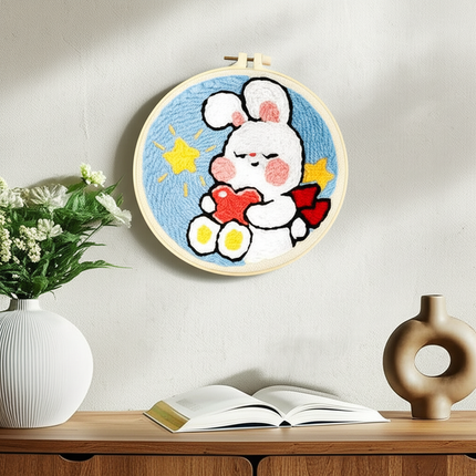 20x20cm Punch Needle Embroidery Starter Kits Rabbit Pattern for Adults Beginners Handcraft Punch Needle Kits with Embroidery - gallery 2