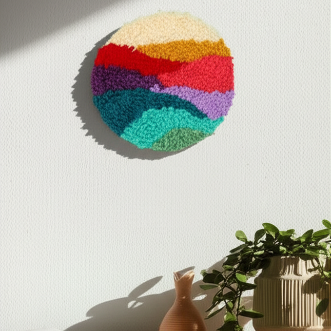 SDOYUNO Landscapes Punch Needle Coasters Kit Adults Beginners 6 Pcs DIY Easy Coaster Embroidery Set for Starter Art Craft - gallery 2