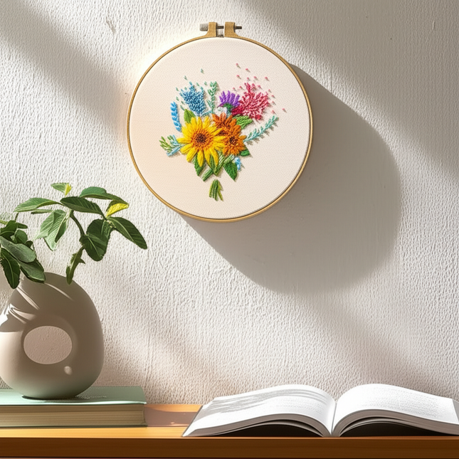 DIY Embroidery Material Kit Floral Pattern Printed Simple Cross Stitch Punch Needle Set Handwork Needlework Craft Painting Decor - gallery 2