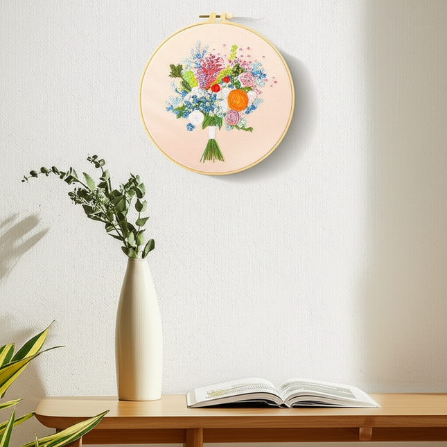 DIY Embroidery Material Kit Floral Pattern Printed Simple Cross Stitch Punch Needle Set Handwork Needlework Craft Painting Decor - gallery 2
