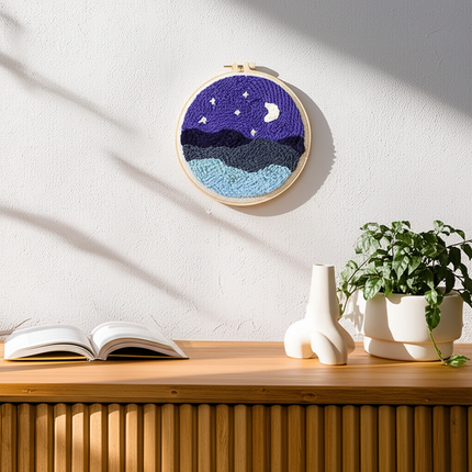 Moon Night Punch Needle Embroidery Kit for Beginners Soft Yarn Van Gogh Starry Sky Needlework Wall Painting Home Decor - gallery 2