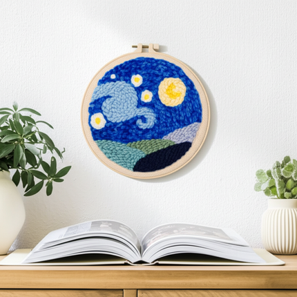 Moon Night Punch Needle Embroidery Kit for Beginners Soft Yarn Van Gogh Starry Sky Needlework Wall Painting Home Decor - gallery 2