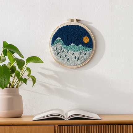 Moon Night Punch Needle Embroidery Kit for Beginners Soft Yarn Van Gogh Starry Sky Needlework Wall Painting Home Decor - gallery 2