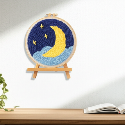 Moon Night Punch Needle Embroidery Kit for Beginners Soft Yarn Van Gogh Starry Sky Needlework Wall Painting Home Decor - gallery 2
