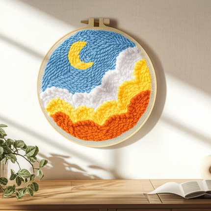Moon Night Punch Needle Embroidery Kit for Beginners Soft Yarn Van Gogh Starry Sky Needlework Wall Painting Home Decor - gallery 2