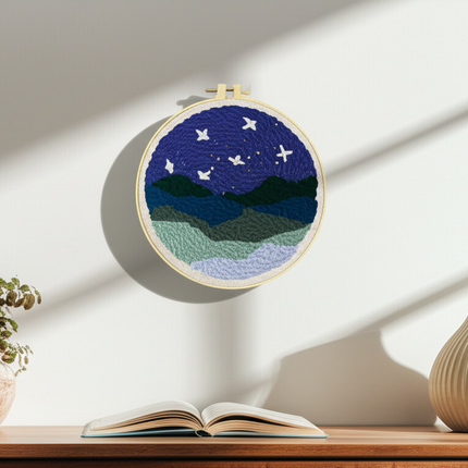 Moon Night Punch Needle Embroidery Kit for Beginners Soft Yarn Van Gogh Starry Sky Needlework Wall Painting Home Decor - gallery 2