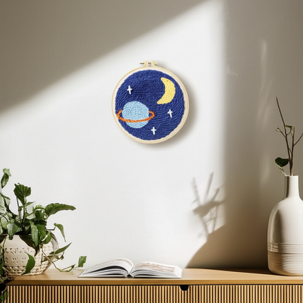 Moon Night Punch Needle Embroidery Kit for Beginners Soft Yarn Van Gogh Starry Sky Needlework Wall Painting Home Decor - gallery 2