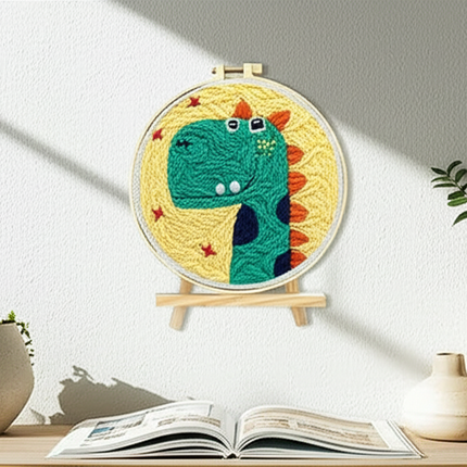 GATYZTORY Hand Painted DIY Punch Needle Painting Kit, Dinosaur Owl Animal Frame Punch Set for Beginners, Easy DIY Ornaments - gallery 2