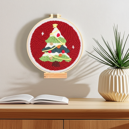 Christmas Tree punch needle embroidery Santa Claus Package Embroidery Punch Needle Kit Handmade Sewing Diy Embroidery Poke - gallery 2