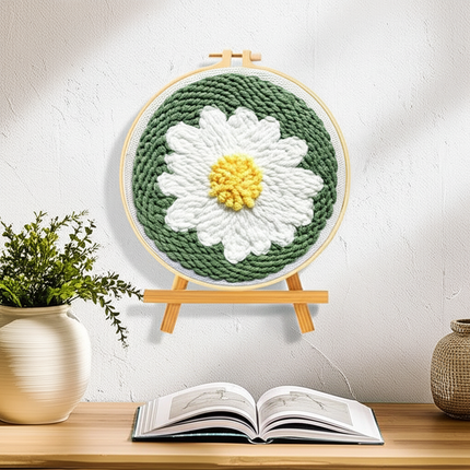 Sunflower Embroidery StarterKit Magic Punch Needle For Home Decoration European Style Instructions Cross Stitch Set With Hoops - gallery 2
