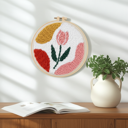 Sunflower Embroidery StarterKit Magic Punch Needle For Home Decoration European Style Instructions Cross Stitch Set With Hoops - gallery 2