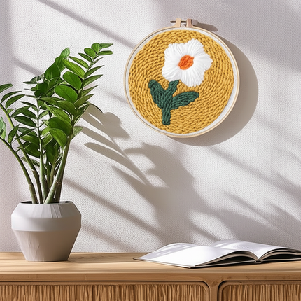 Sunflower Embroidery StarterKit Magic Punch Needle For Home Decoration European Style Instructions Cross Stitch Set With Hoops - gallery 2