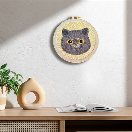 Animal Cat Pattern Punch Needle Embroidery Starter Kit Punch Needle Kits Embroidery Pen For Adults Kids Beginner Gift Home Decor - gallery 2