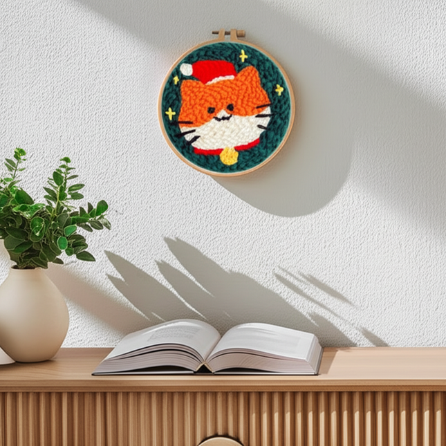 Animal Cat Pattern Punch Needle Embroidery Starter Kit Punch Needle Kits Embroidery Pen For Adults Kids Beginner Gift Home Decor - gallery 2