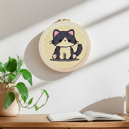 Animal Cat Pattern Punch Needle Embroidery Starter Kit Punch Needle Kits Embroidery Pen For Adults Kids Beginner Gift Home Decor - gallery 2