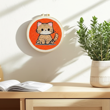 Animal Cat Pattern Punch Needle Embroidery Starter Kit Punch Needle Kits Embroidery Pen For Adults Kids Beginner Gift Home Decor - gallery 2