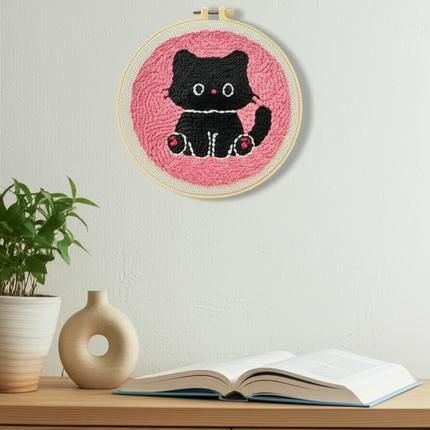Animal Cat Pattern Punch Needle Embroidery Starter Kit Punch Needle Kits Embroidery Pen For Adults Kids Beginner Gift Home Decor - gallery 2