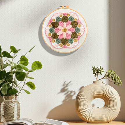 DIY Punch Needle Embroidery Kit with Yarn Floral Pattern Starter Kit Magic Tufting Set Poking Cross Stitch Tools For Knitting - gallery 2