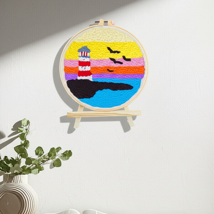 RUOPOTY Diy Punch Needle Embroidery Starter Kits For Beginner Lighthouse Diy Handicrafts Poking Embroidery Yarn Painting Arts - gallery 2
