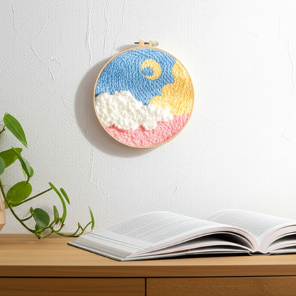 Scenery Moon Punch Needle Embroidery Starter Kits DIY Craft Set Rug Hooking Punch Needle Tool With Threader Fabric Wool Yarn - gallery 2