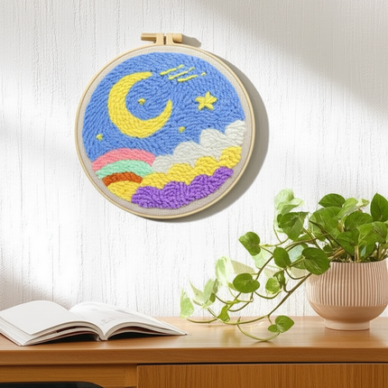 Scenery Moon Punch Needle Embroidery Starter Kits DIY Craft Set Rug Hooking Punch Needle Tool With Threader Fabric Wool Yarn - gallery 2