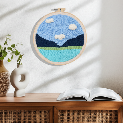 Scenery Moon Punch Needle Embroidery Starter Kits DIY Craft Set Rug Hooking Punch Needle Tool With Threader Fabric Wool Yarn - gallery 2