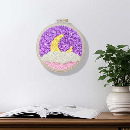 Scenery Moon Punch Needle Embroidery Starter Kits DIY Craft Set Rug Hooking Punch Needle Tool With Threader Fabric Wool Yarn - gallery 2