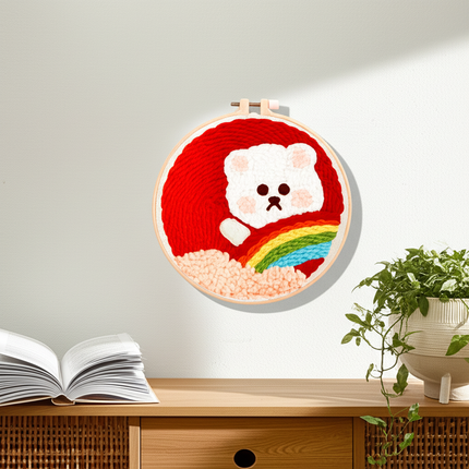 Punch Poke Needle Embroidery Craft Kit Shiba Inu Dog Duck Rainbow Bear Cute Kids Children Funny Easy DIY Play Set For Beginner - gallery 2