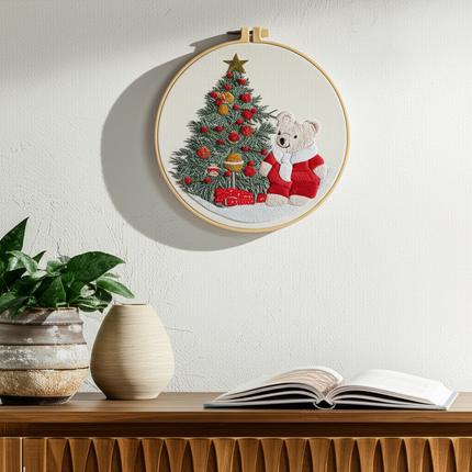 3D Snow Tree Deer Christmas Embroidery Kit with EN Instructions,Needle,Thread,Stamped Cloth for Holiday Gift - gallery 2