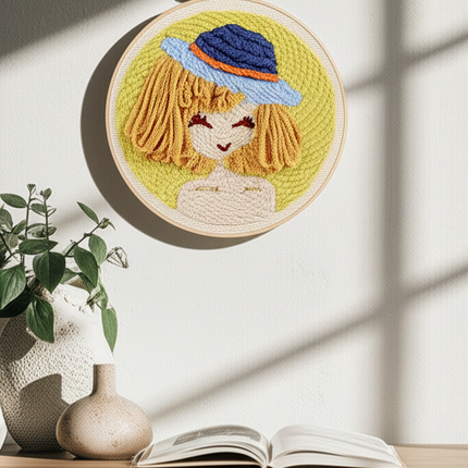 GATYZTORY Girl Pattern Punch Needle Embroidery Kit for Beginners Hoop Embroidery Set Starter Punch Needle Tool for Art Craft - gallery 2