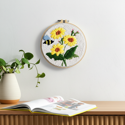 GATYZTORY Flowers Punch Needle Embroidery Starter Kits Embroidery Hoop Yarns For Adults Beginners Diy Gift Easy Handicraft - gallery 2