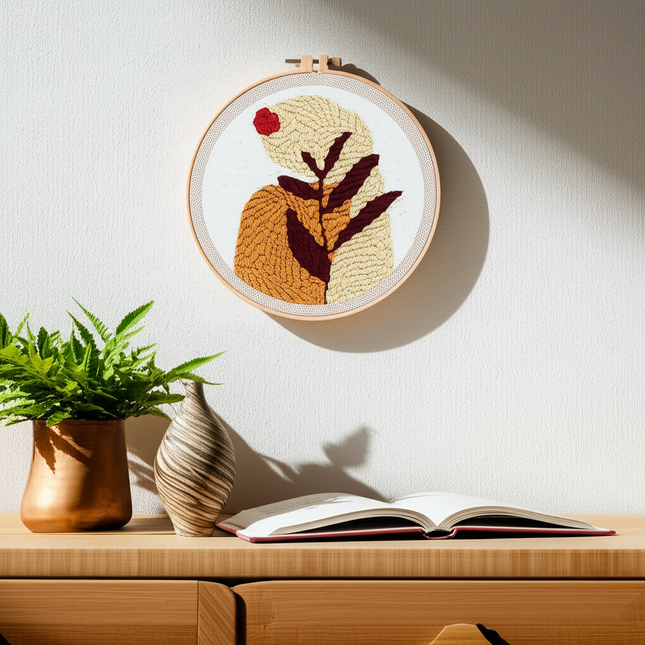 GATYZTORY Flowers Punch Needle Embroidery Starter Kits Embroidery Hoop Yarns For Adults Beginners Diy Gift Easy Handicraft - gallery 2