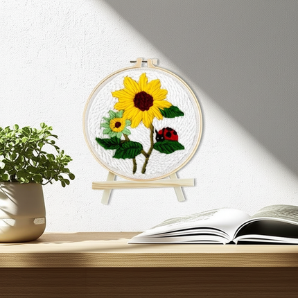 GATYZTORY Flowers Punch Needle Embroidery Starter Kits Embroidery Hoop Yarns For Adults Beginners Diy Gift Easy Handicraft - gallery 2
