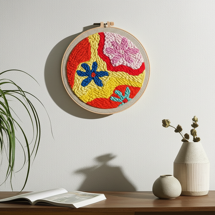GATYZTORY Flowers Punch Needle Embroidery Starter Kits Embroidery Hoop Yarns For Adults Beginners Diy Gift Easy Handicraft - gallery 2