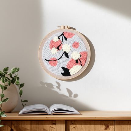 GATYZTORY Flowers Punch Needle Embroidery Starter Kits Embroidery Hoop Yarns For Adults Beginners Diy Gift Easy Handicraft - gallery 2